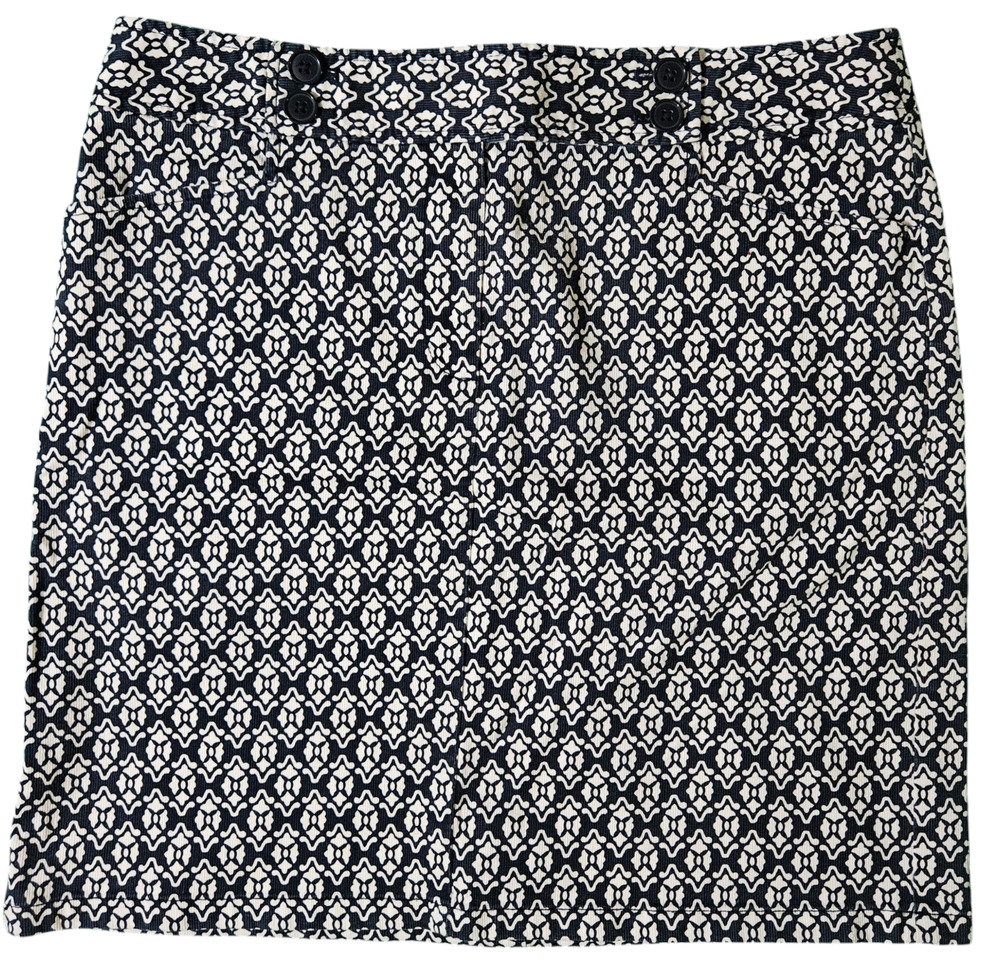 Ann Taylor Womens Pencil Skirt Size 8 Blue White Geometric Straight Stretch